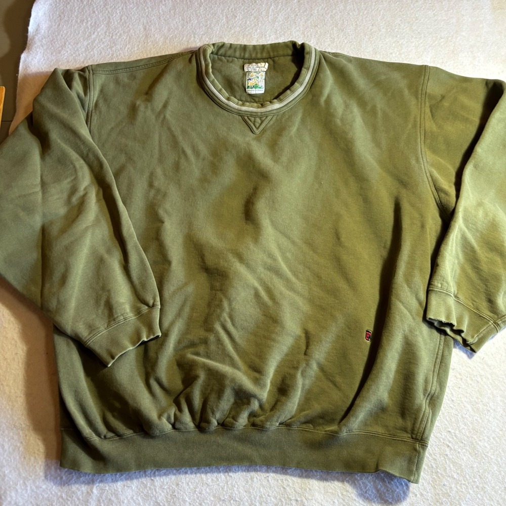Vintage Facconable‎ Mens 2XL Green Crewneck Sweatshirt Cotton Acrylic Blend